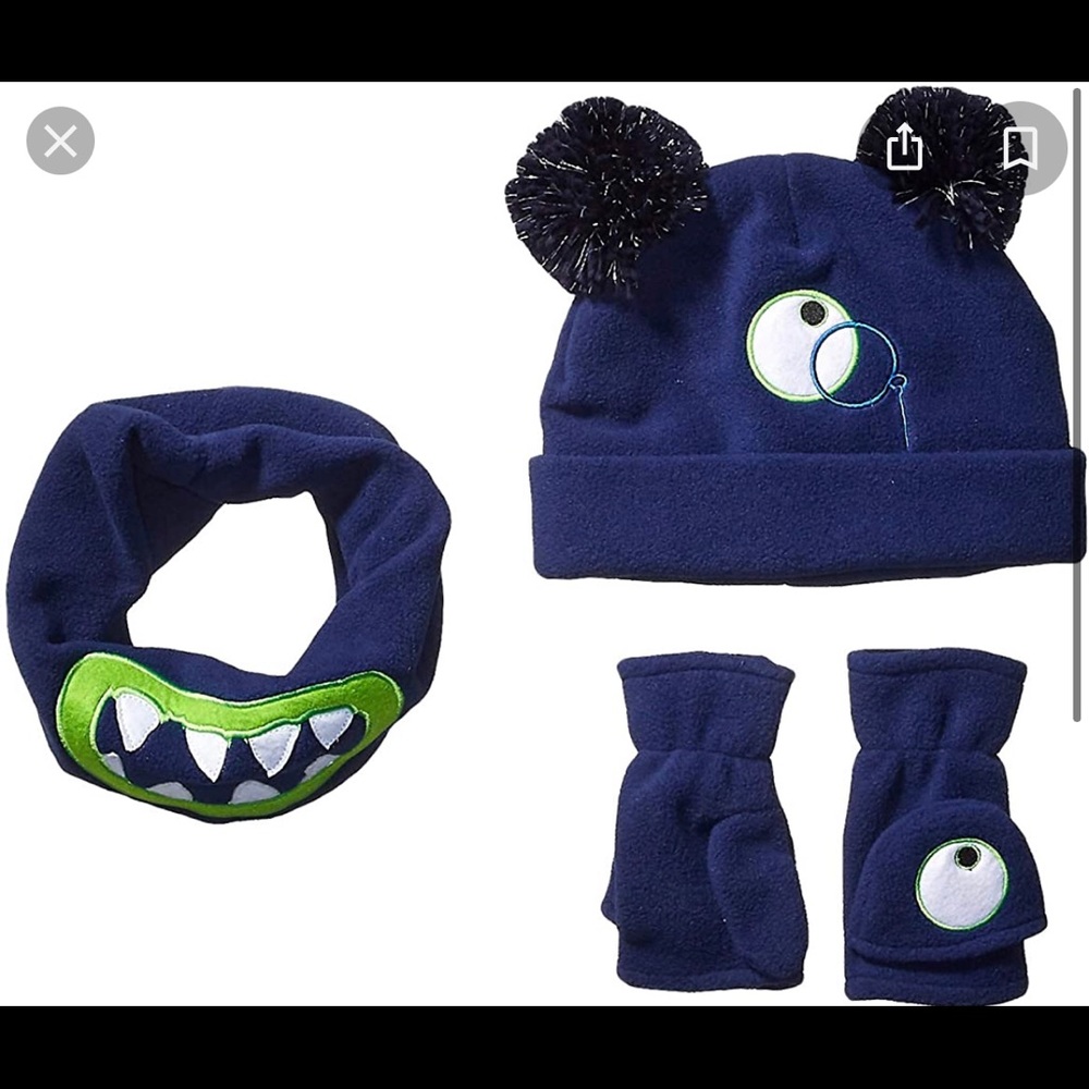 Spotted Zebra boys' fleece hat mittens cold weather accessories set m/l (8-14)